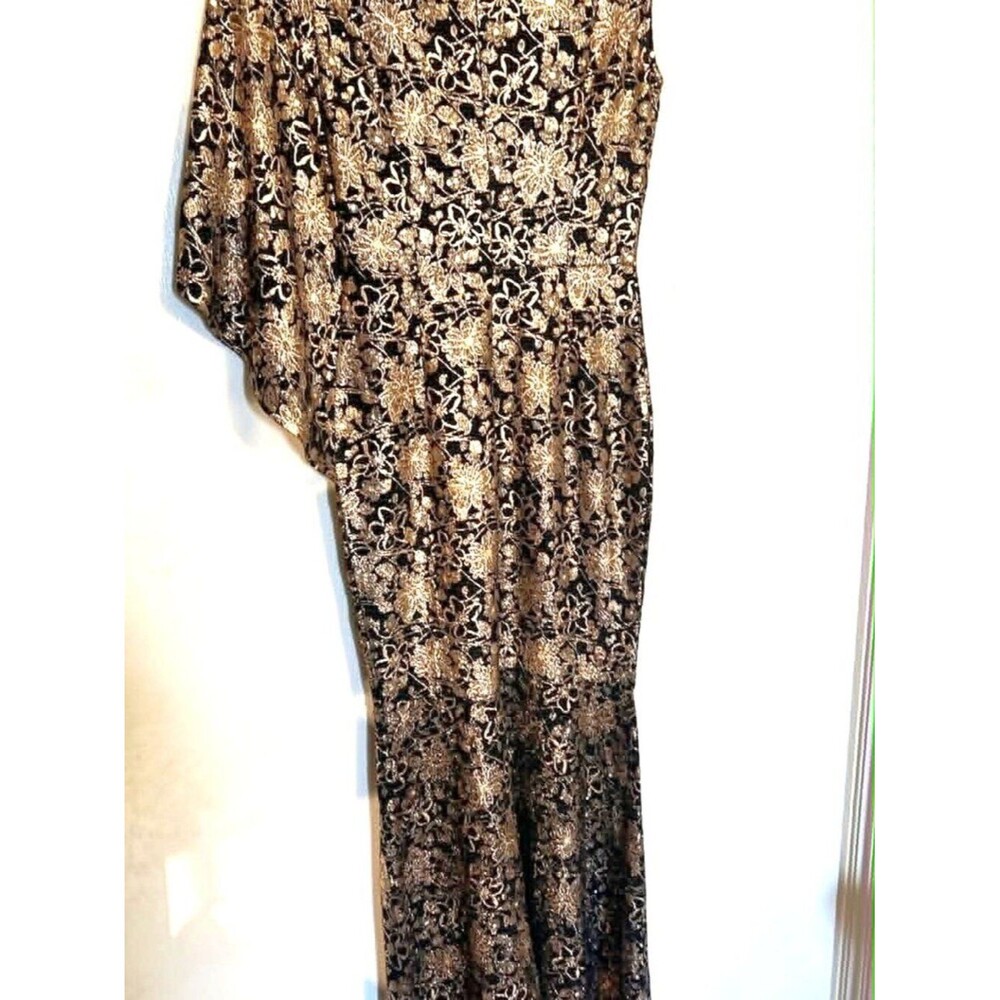 One Shoulder Short Sleeve Slit Hem Mermaid Dresse - Picture 6 of 14